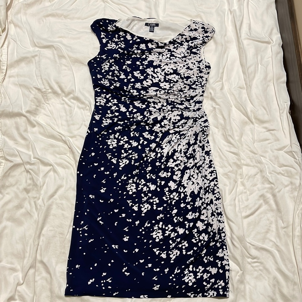 Chaps capped sleeved navy/cream lined size (m)